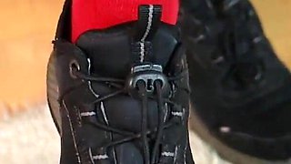 Worn Sneakers, Red Socks & Sheer Nylons - Casual Foot Tease