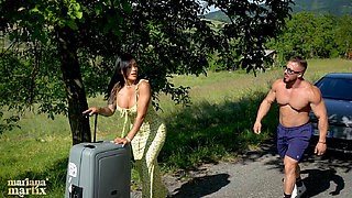 Big-ass Latina Fucks a Muscular Italian Outdoors - Mariana Martix & Big White Bull