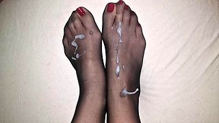 Nylon feet Cumshot compilation 4