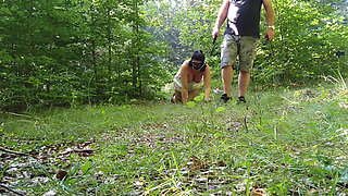 Submissive Slave Walks Like a Dog on a Leash