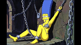 Slut in Chains Takes His Cum. Erotic Fantasy. Cartoon Parody of the Simpsons
