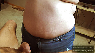 BBW neighbor with glasses Betty gets so excited giving a sloppy blowjob asks him to cum in her throat