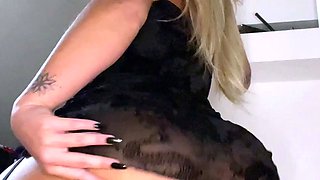 Tight ass kinky blode with big boobs masturbates outdoor