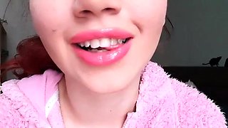 Glossy Pinky Lips Smoking Close-Up Smoking