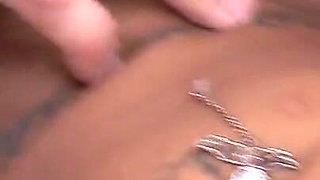 Hot Tattoed Skinny Brunette Fucked on Latex Mat