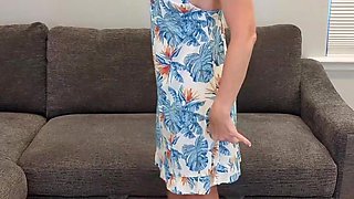 Tropical Dress with Blue Heels