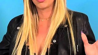 StrapOn Lesbian with big boobs fucks her blonde sexy GF