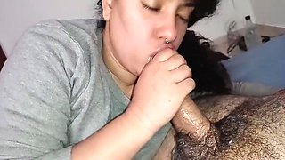 Handjob And Blowjob On Hard Cock, Bitch Rolls And Eats To The Bottom With A Lot Of Horniness