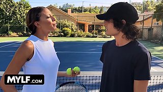Cassie Del Isla gets a rough pussy licking from her stepson in a tennis game - GotMylf