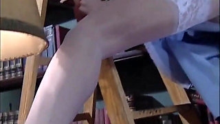 Black and white maid ass fucking in the library