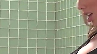 Big Ass Blonde Fucks Her Handyman in the Bathroom and Her Husband Joins Them.