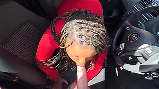 Big booty BBW slut gets creampied in his car