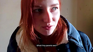 Fucked me in the stairwell while parents are at home - Swallowed Sperm - POV
