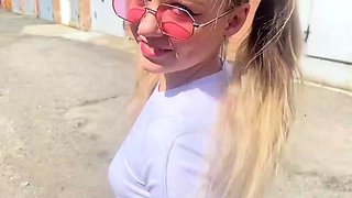 Schoolgirl splooged on porch, super-steamy gonzo porn!