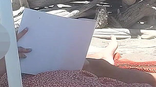 Public Handjob! Teacher Gives Her Student a Handjob on a Nude Beach!