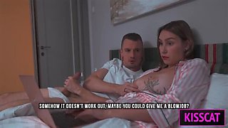 Step Mom's Hand Job Distraction by Step Son Leads to Rough Sex