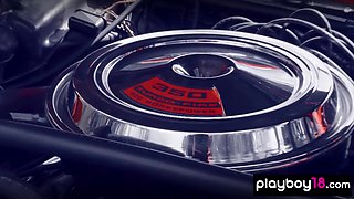 Hottie naked asian babe and GFs washing car