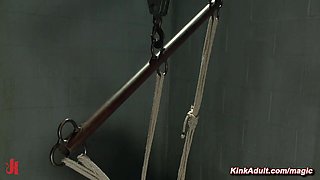 Suspended and spanked and face fucked