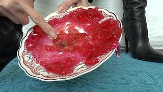Smoking Mistress and Licking Dessert From Boot Soles, POV Clip, Lady Victoria Valente