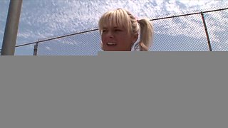 Pigtailed Tennis Student Bree takes on a Big Black Manaconda