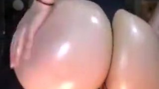 Big pale oiled round ass pwag big tits hard nipples
