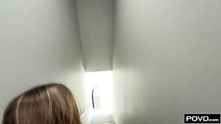 Blonde girlfriend Chloe Rose screwed in the doggy style pose