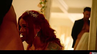Gorgeous redhead bride adult soul-stirring clip