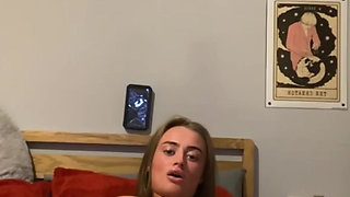 Tattooed goth student fingers deep moaning while she fuck herself raw on cam