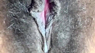 Close up Stimulating My Big Clit Hairy Pussy Creaming