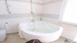 Petite Doll Hole Sucks & Fucks My Dick in the Shower