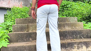 Indian Desi girl kissing scenes and boobs press by her boyfriend in forest