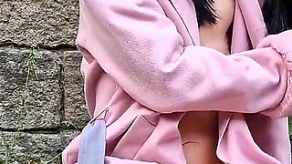 Outdoor Naked Spreading and Gaping Pussy
