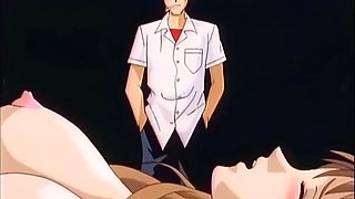 Busty anime teen screams as she drips cum