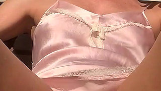 Panty Exhib in Silk Nightie