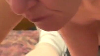 Mature with Saggy Boobs Sucking the Cum Out No Hands and Swallowing Every Last Drop of Cum!