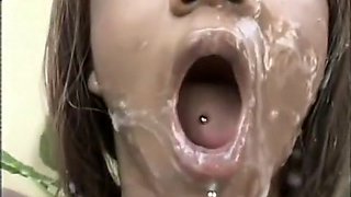A cum addicted black hooker gets completely covered in sticky semen