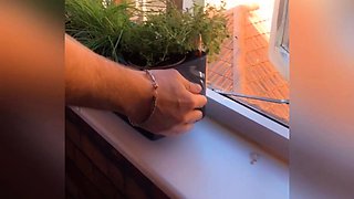 Amateur Jasmin stripping panties and masturbating