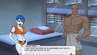 Cartoon fantasy fun with Misskitty2k in an unwrapped jail adventure