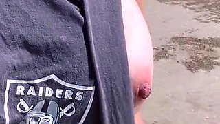 Wifey Dared Walking Around Side Boob on Public Beach