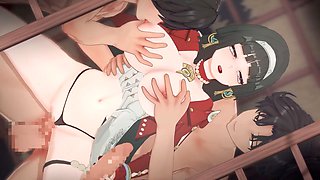 3D hentai gangbang featuring intense action