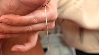 Stepmom Jerks off and Sucks Stepson's Dick in the Kitchen