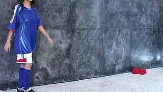 Soccer girls getting their pictures taken