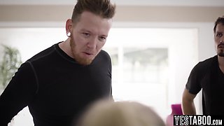 Two arousing burglars double penetrate mature