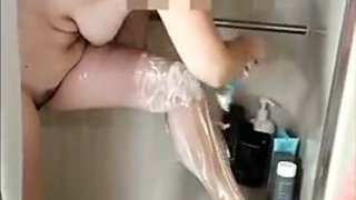 Anita Coxhard takes a shower and trims her nice pussy