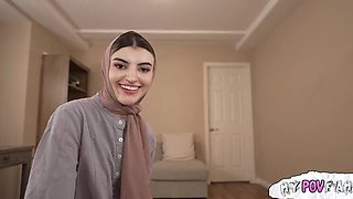 Hijab Teen Princess Deep Throat Blowjob & Facial Cumshot POV