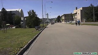 Blonda czech college girl angelica is chatted into having sex in public