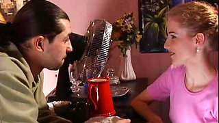 The Bravest of the Three Girlfriends in the Billiard Salon Gets a Blowjob From the Boss DJ