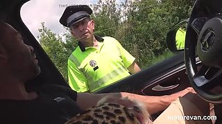 Busty Mature Pornstar Gabriella Gold Fucks Police Officer in Van - Sloppy Blowjob & Doggystyle