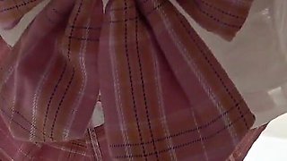 See Through Mini Skirt Uniform Shows Nipples, Thong Panties Wedgie Crotch, Nice Body Japanese Girl's Sexy Apartment Cleaning