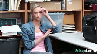 Blonde shoplifter sucking doggy style big cock